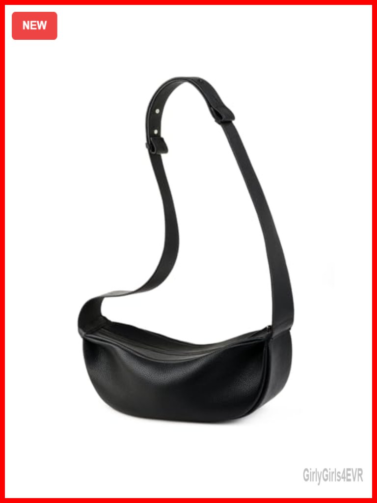 Genuine Leather Sling Bag Crossbody Hobo With Wide Strap Minimalist